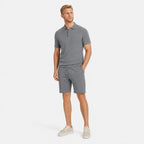 Men's Textured Polo Shirt and Drawstring Shorts Set