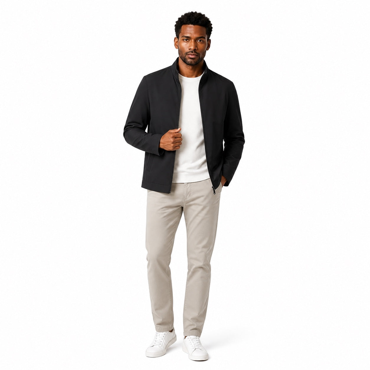 Men's Stand-Collar Zip Jacket Lightweight Regular Fit