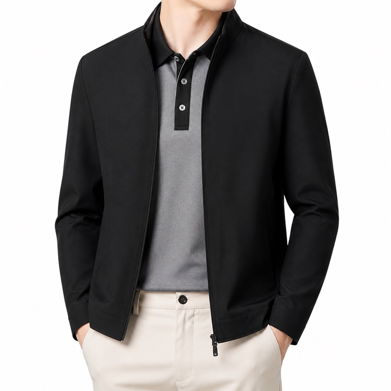 Men's Stand-Collar Zip Jacket Lightweight Regular Fit