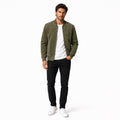 Men's Suede-Look Bomber Zip Jacket Ribbed Regular Fit