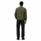 Men's Suede-Look Bomber Zip Jacket Ribbed Regular Fit