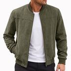 Men's Suede-Look Bomber Zip Jacket Ribbed Regular Fit