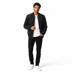 Men's Suede-Look Bomber Zip Jacket Ribbed Regular Fit