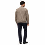 Men's Suede-Look Bomber Zip Jacket Ribbed Regular Fit