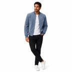 Men's Suede-Look Bomber Zip Jacket Ribbed Regular Fit