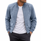 Men's Suede-Look Bomber Zip Jacket Ribbed Regular Fit