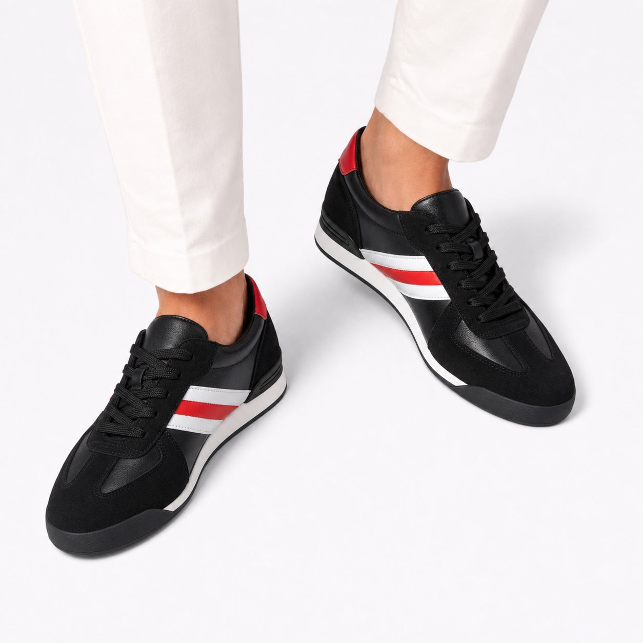Men's Retro Low-Top Trainers Contrast Stripes Lace-Up Regular Fit