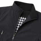 Men's Lightweight Zip Jacket Stand Collar Regular Fit - Black detail