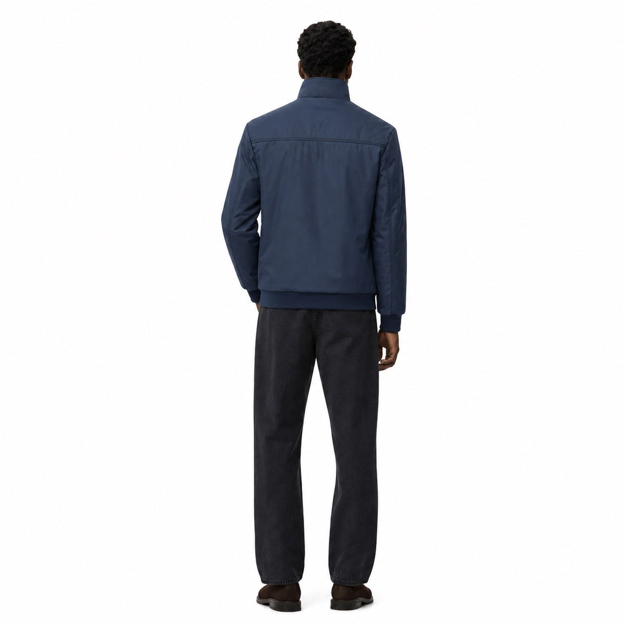 Men's Lightweight Zip Jacket Stand Collar Regular Fit - Blue back