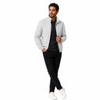 Men's Lightweight Zip Jacket Stand Collar Regular Fit - Grey front
