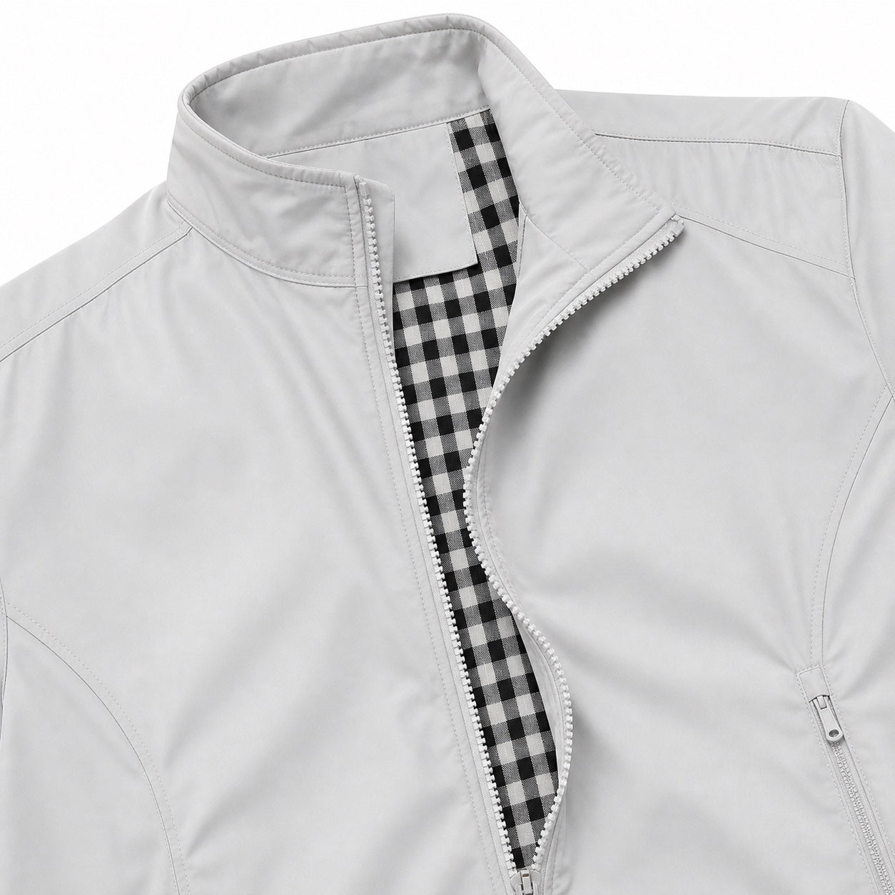 Men's Lightweight Zip Jacket Stand Collar Regular Fit - Grey detail