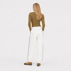 Women's white relaxed trousers back view