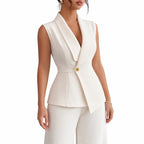 Women's Sleeveless Waistcoat and Wide-Leg Trousers Set Tailored Fit
