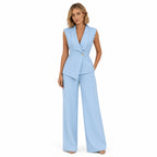 Women's Sleeveless Waistcoat and Wide-Leg Trousers Set Tailored Fit