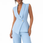 Women's Sleeveless Waistcoat and Wide-Leg Trousers Set Tailored Fit
