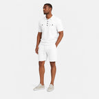 Men's Textured Polo Shirt and Shorts Set Twin Chest Pockets Relaxed Fit - White front