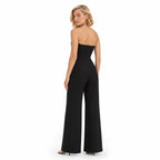 Women's Strapless Button Wide-Leg Jumpsuit