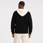 Men's ribbed knit hooded pullover in Black back view