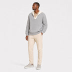 Men's ribbed knit hooded pullover in Grey full-body view