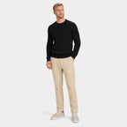 Men's black ribbed crew neck sweater full body view