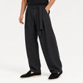 Black men's wide-leg pleated trousers front view
