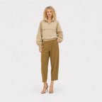 Khaki women's no-hood pullover anorak full front view