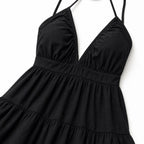 Women's halter mini dress in Black detail view