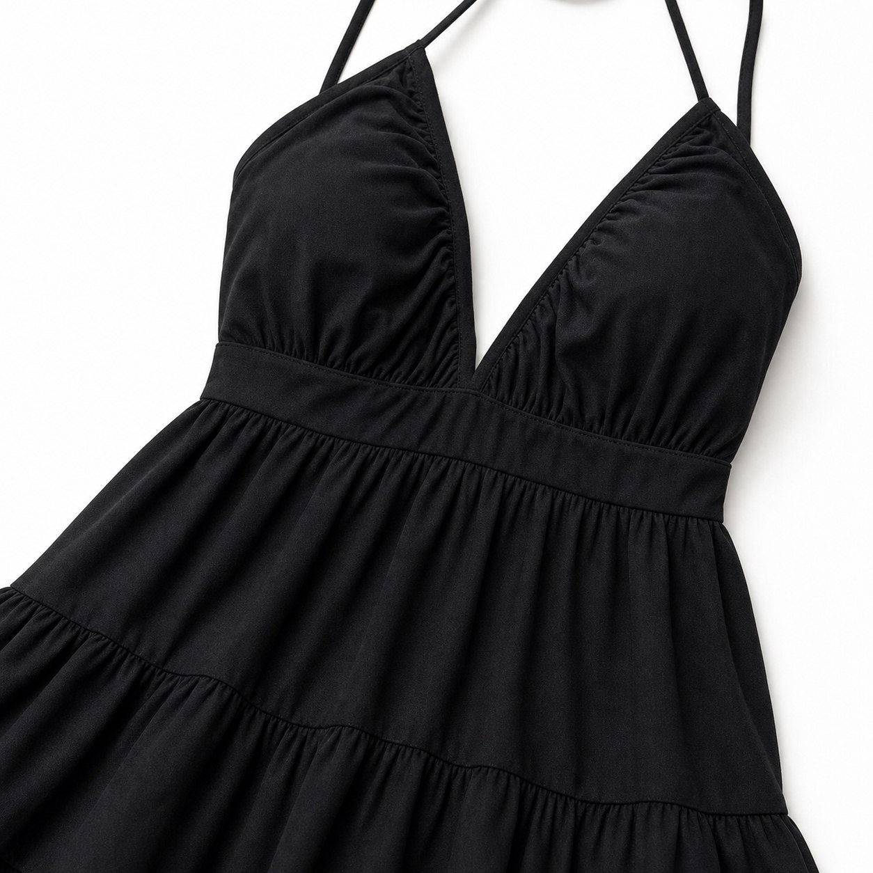 Women's halter mini dress in Black detail view