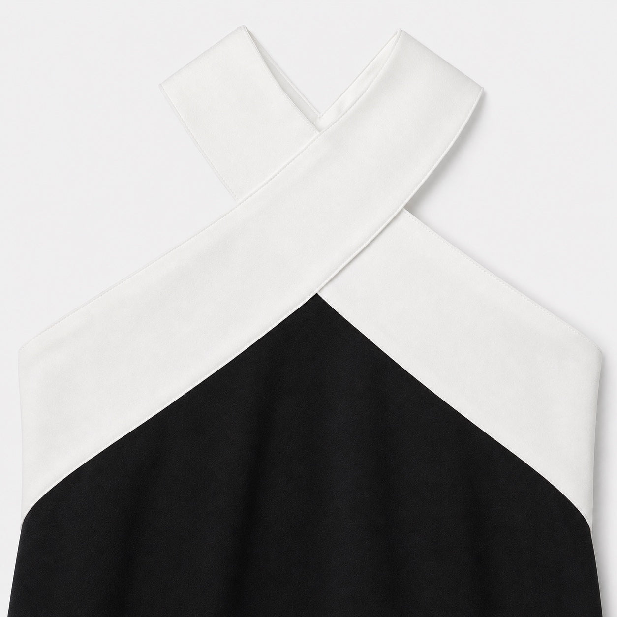 Women's Colour-Block Cross-Neck Maxi Dress Sleeveless Relaxed Fit - BlackWhite