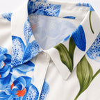 Women's Floral Print Shirt Dress Roll-Up Sleeve Relaxed Fit