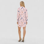 Women's Floral Print Shirt Dress Roll-Up Sleeve Relaxed Fit