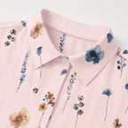 Women's Floral Print Shirt Dress Roll-Up Sleeve Relaxed Fit