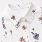 Women's Floral Print Shirt Dress Roll-Up Sleeve Relaxed Fit
