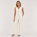 Women's Pinstripe Waistcoat and Wide-Leg Trouser Set