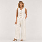 Women's Pinstripe Waistcoat and Wide-Leg Trouser Set