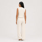 Women's Pinstripe Waistcoat and Wide-Leg Trouser Set