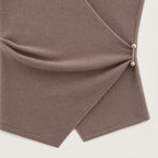 Women's Wrap Top and Wide-Leg Trouser Set Ruched Detail