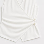 Women's Wrap Top and Wide-Leg Trouser Set Ruched Detail