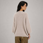 Women's Knit Open-Front Cardigan Three-Quarter Sleeve Relaxed Fit