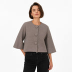 Women's Fine-Knit Jacket Bell Sleeve Relaxed Fit