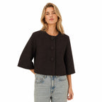 Women's Fine-Knit Jacket Bell Sleeve Relaxed Fit