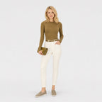 Camel suede-effect penny loafers full model view