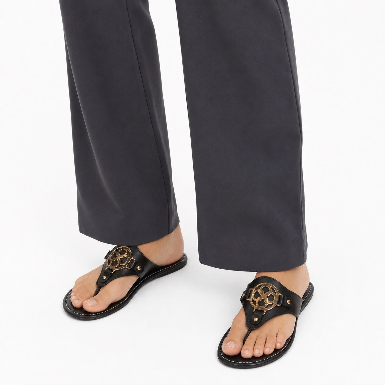 Women's Ornate Medallion Sandals Flat Slip-On Fit