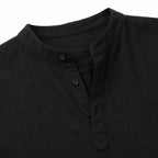 Men's Linen-Look Henley Shirt Roll-Tab Sleeve Relaxed Fit