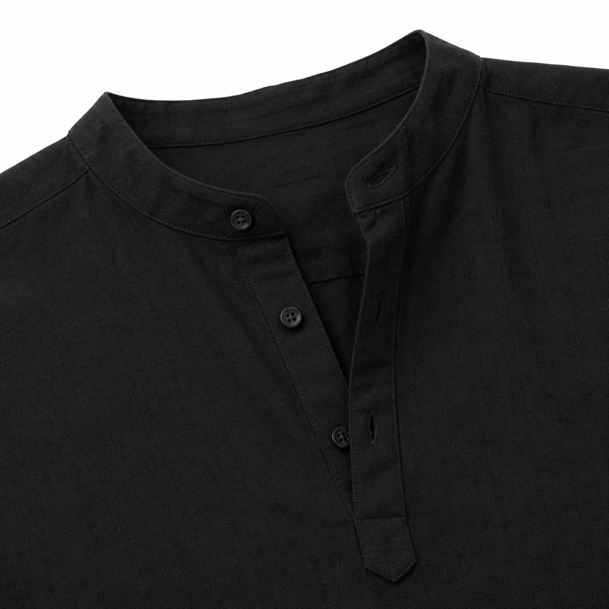 Men's Linen-Look Henley Shirt Roll-Tab Sleeve Relaxed Fit