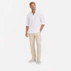 Men's Linen-Look Henley Shirt Roll-Tab Sleeve Relaxed Fit