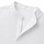 Men's Linen-Look Henley Shirt Roll-Tab Sleeve Relaxed Fit