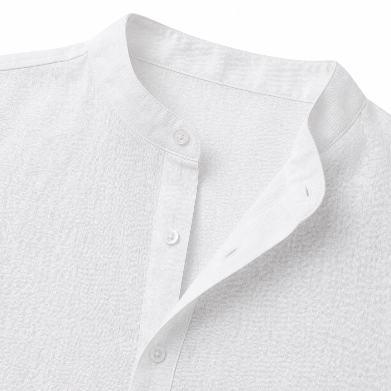 Men's Linen-Look Henley Shirt Roll-Tab Sleeve Relaxed Fit