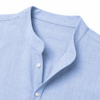 Men's Linen-Look Henley Shirt Roll-Tab Sleeve Relaxed Fit