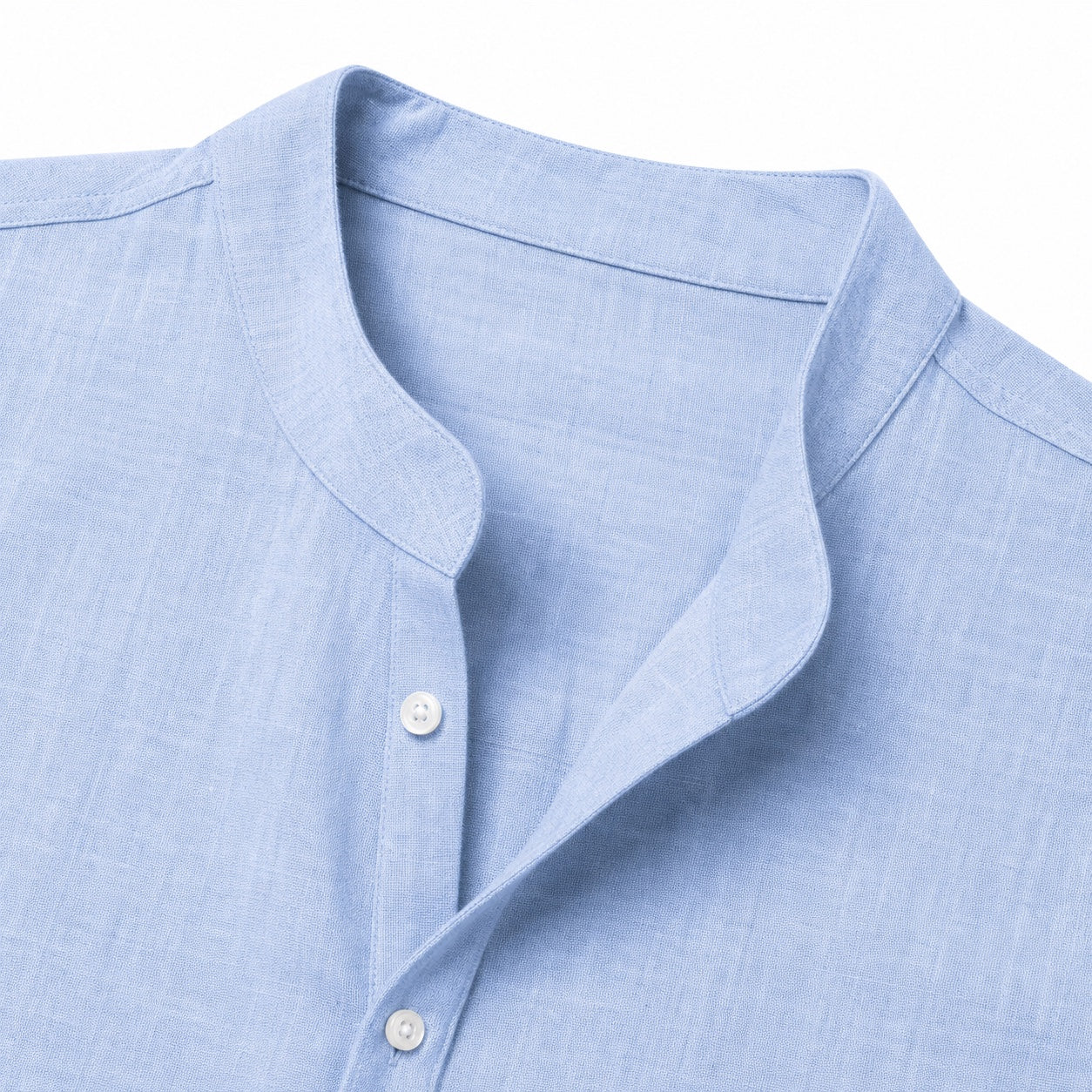 Men's Linen-Look Henley Shirt Roll-Tab Sleeve Relaxed Fit